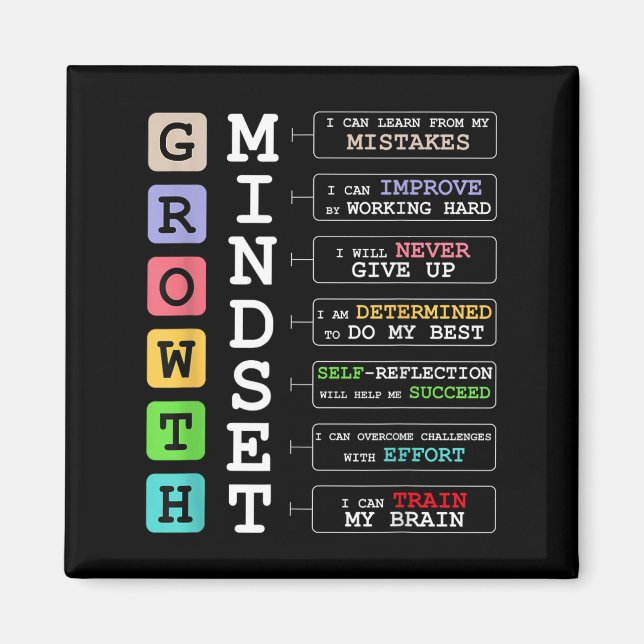 Growth Mindset Shirt Positive School Clroom Teache Magnet (Front)