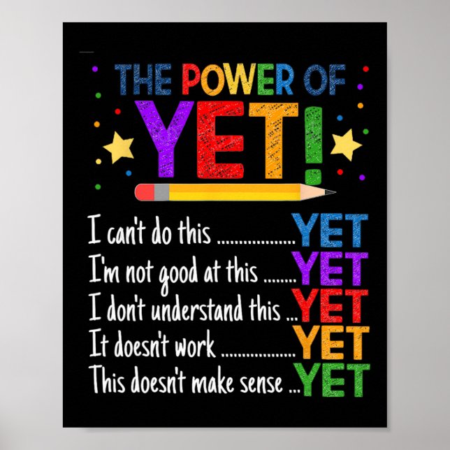 Growth Mindset Teacher Kindness Power Of Yet Inspi Poster (Front)