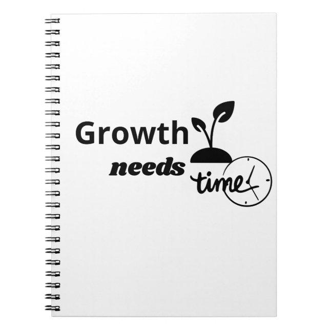 Growth Needs Time – Minimal Motivational Quote Pos Notebook (Front)