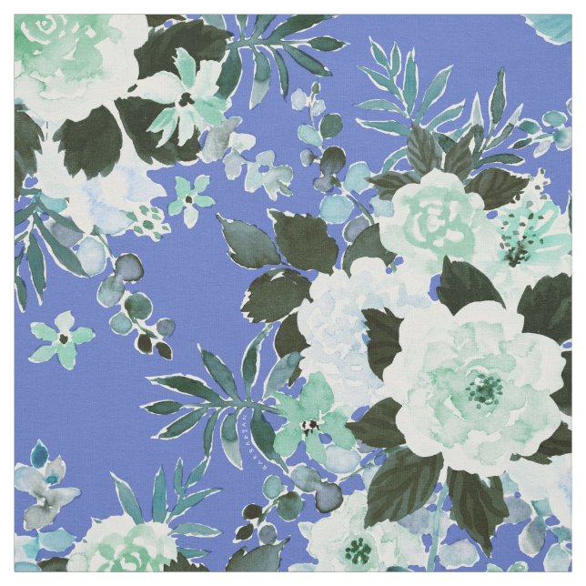 GROWTH SPURT Periwinkle Blue Floral Fabric (Swatch)