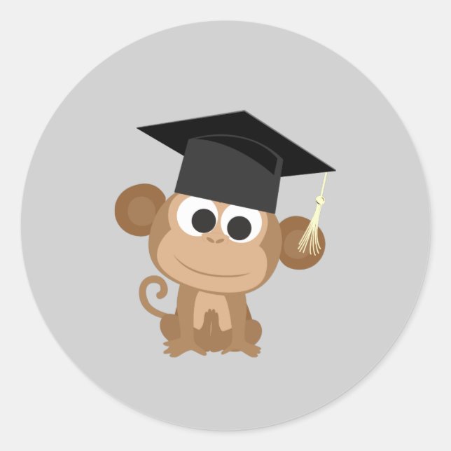 Gruaduation Monkey Classic Round Sticker (Front)
