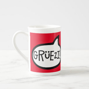Grüezi! Hello in Swiss German, Schwiizerdütsch Bone China Mug