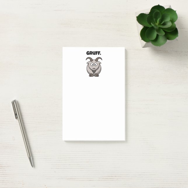 Gruff Grey Goat Funny Fairy Tale Cartoon Post-it Notes (Office)