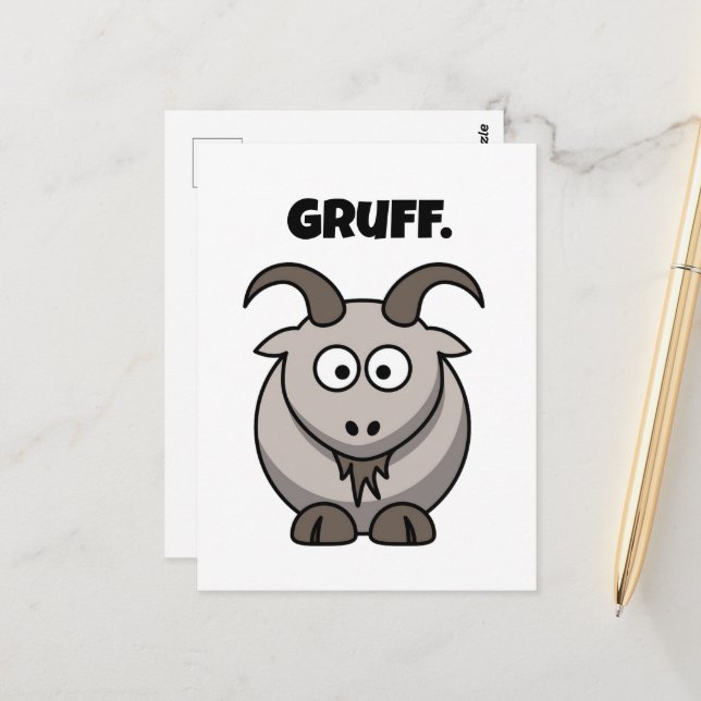 Gruff Grey Goat Funny Fairy Tale Cartoon Postcard (Front/Back In Situ)