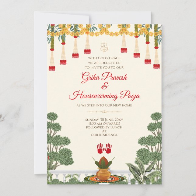 Gruhapravesam or Indian Housewarming invitation (Front)