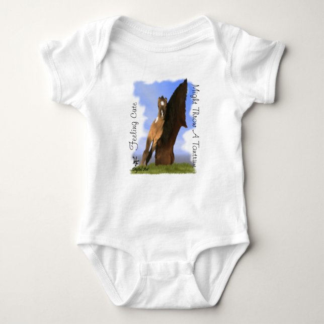 Grulla Paint Foal with Attitude Onsie Baby Bodysuit (Front)