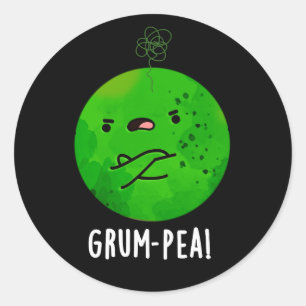 Grum-pea Funny Veggie Pun Dark BG Classic Round Sticker