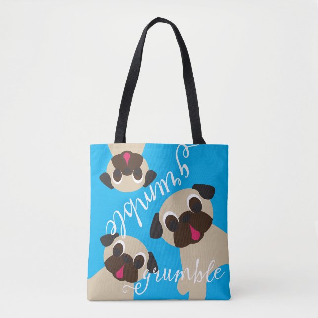 Grumble Grumble Fawn Pugs Tote Bag (Front)