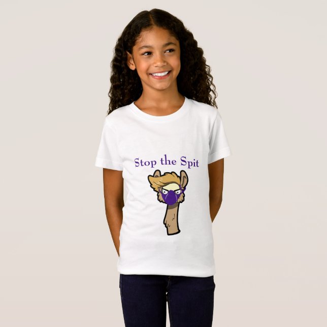 Grump Llama "Stop the Spit" Girls' T-Shirt (Front Full)