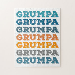 Grumpa   Funny Grumpy Grandpa Retro Text Design  Jigsaw Puzzle