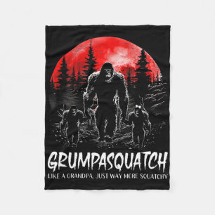 Grumpa Squatch Funny Bigfoot Dad Sasquatch Yeti Fa Fleece Blanket