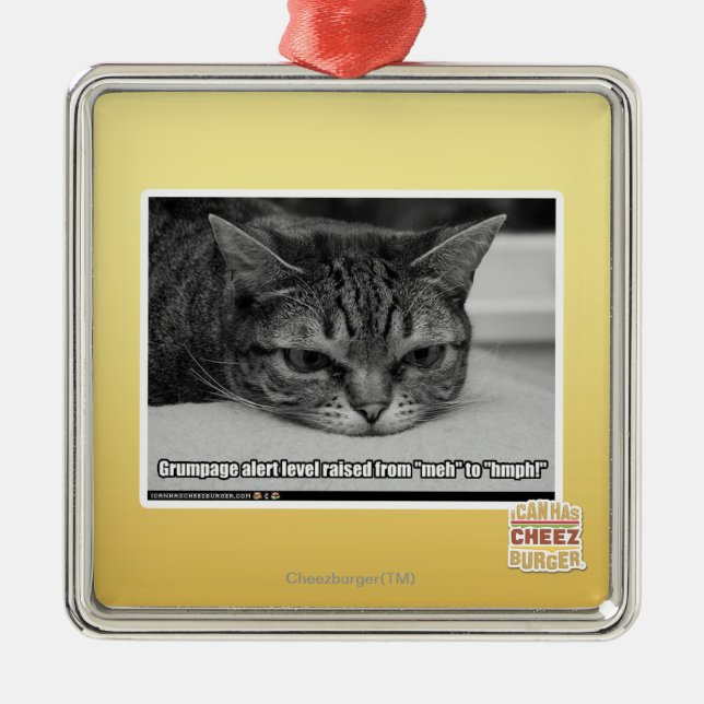 Grumpage Alert Metal Tree Decoration (Front)