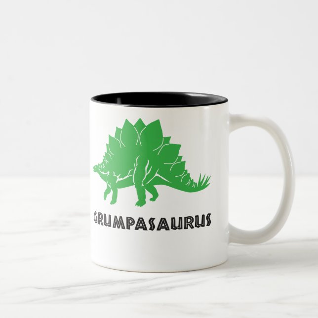 Grumpasaurus STEGOSAURUS dinosaur grandad, mug cup (Right)