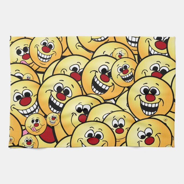 Grumpeys Happy Faces Set Tea Towel (Horizontal)
