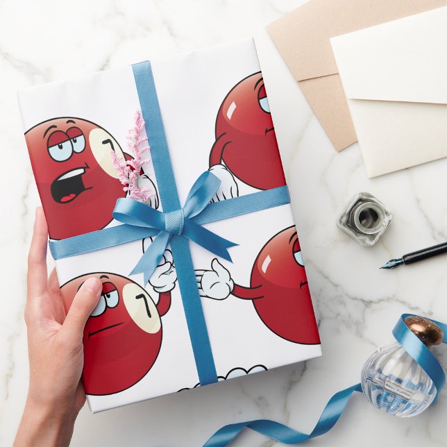 Grumpy 7 Ball Billiards Cartoon Character Wrapping Paper (Creator Uploaded)