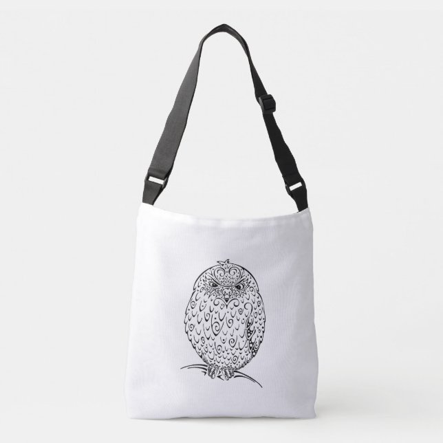 Grumpy African Barred Owlet Design Crossbody Bag (Front)