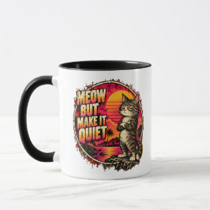 Grumpy angry Cat Retro Pink Sunset Humour Art Mug