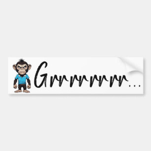 Grumpy Ape Decal, Funny Angry 'Grrrr' Expression Bumper Sticker