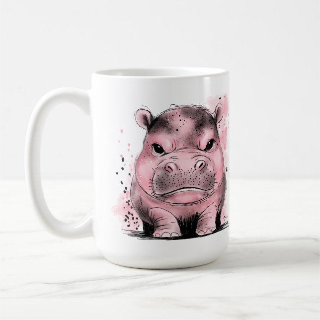 Grumpy Baby Hippo Coffee Mug (Left)