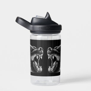 Grumpy Bears Black & White Custom Name Water Bottle