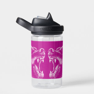 Grumpy Bears Neon Pink & White Custom Name Water Bottle