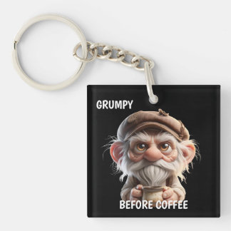 Grumpy Before Coffee Whimsical Key Ring