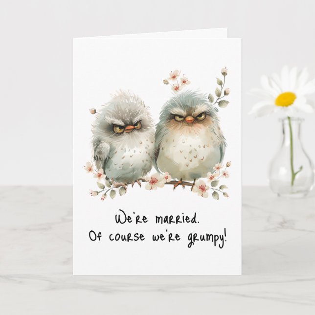 Grumpy Birds Funny Sarcastic Anniversary Card (Small Plant)