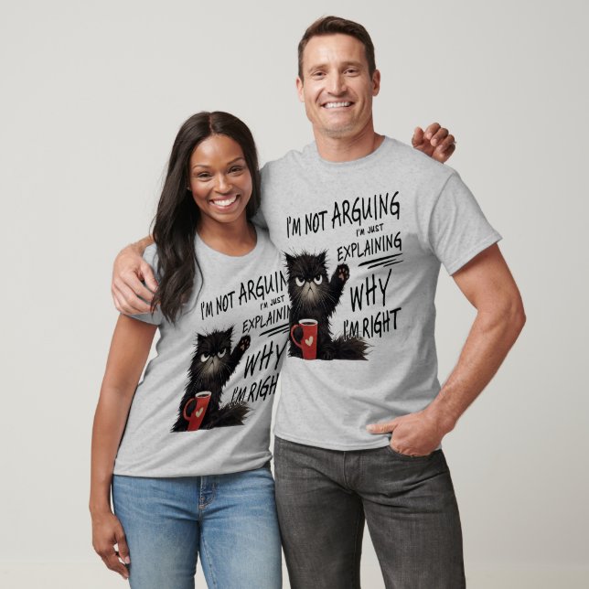 Grumpy Black Cat Coffee Lover Funny Design T-Shirt (Unisex)