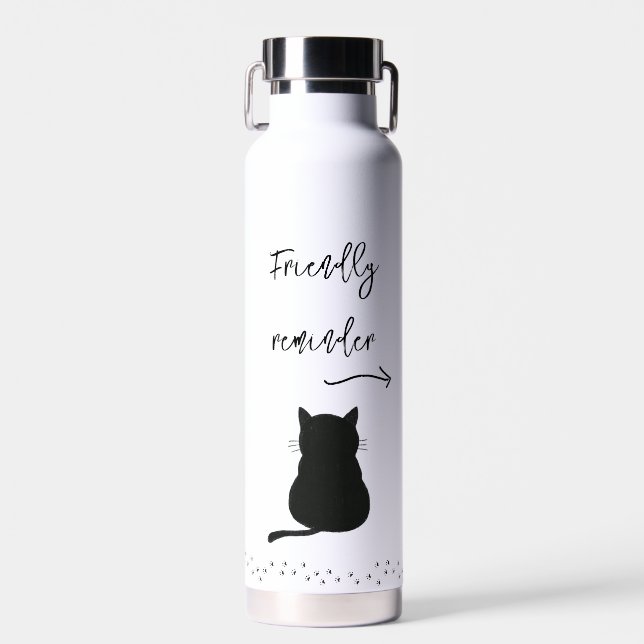 Grumpy Black Cat Drink Water Reminder  Bottle (Front)