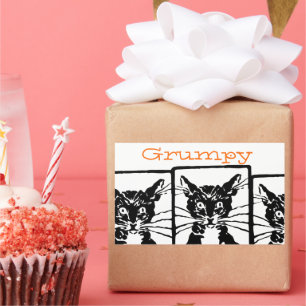 Grumpy Black Cat for the Grumpy Person or Cat Rectangular Sticker