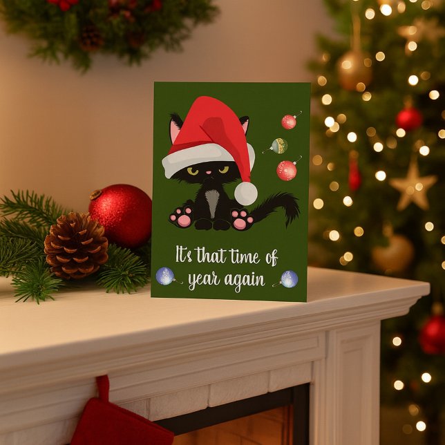 Grumpy Black Cat Funny Christmas Card (Creator Uploaded)