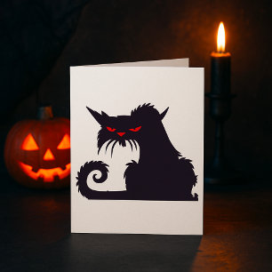 Grumpy Black Cat Greeting Cards