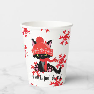 Grumpy Black Cat - It will be fun she said - Paper Cups