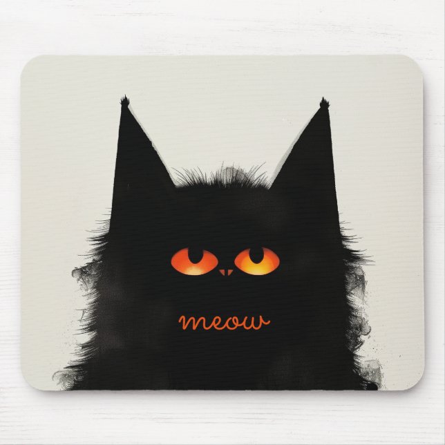Grumpy Black Cat Mouse Pad (Front)