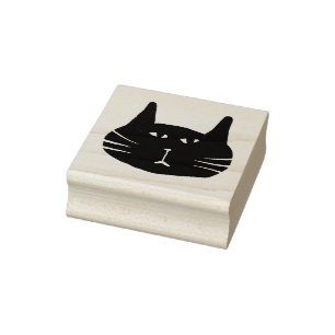 Grumpy black cat stamp