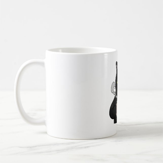 Grumpy Black Cat with Coffee Morning Grouch Mug (Left)