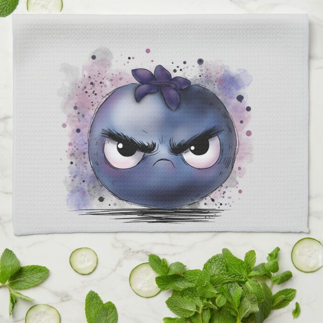 Grumpy Blueberry Tea Towel (Folded)
