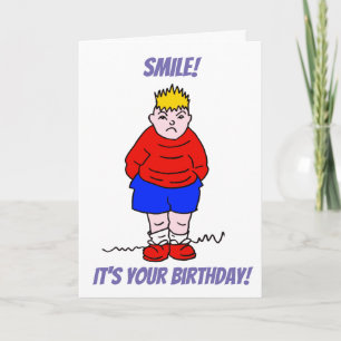Grumpy Boy Smile Birthday Card