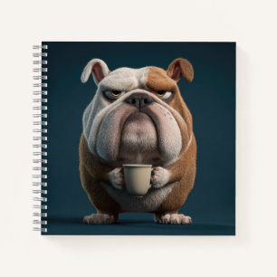 Grumpy Bulldog Coffee – Funny Dog Art Notebook