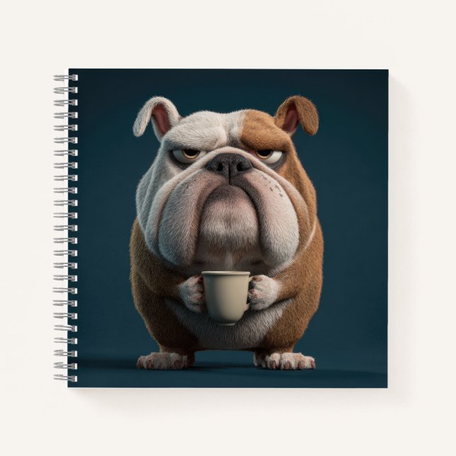 Grumpy Bulldog Coffee – Funny Dog Art Notebook (Front)