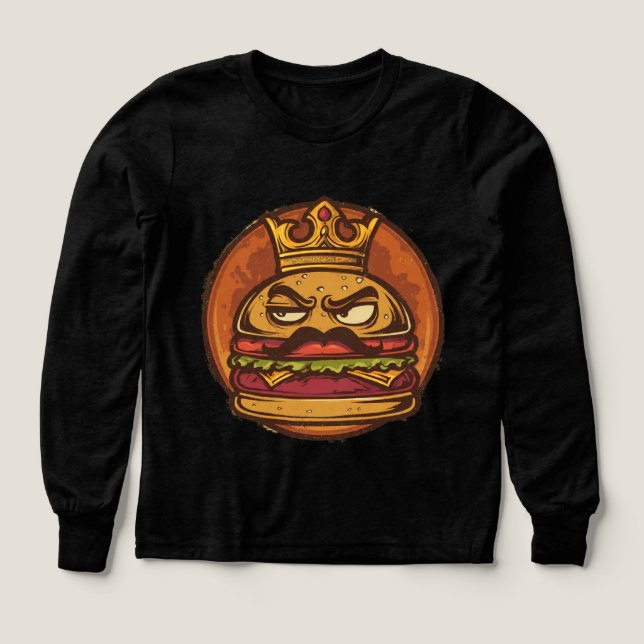 Grumpy Burger Crown Graphic Black Tee (Design Front)
