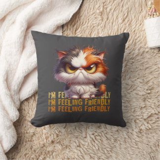 Grumpy Calico Cat and funny quote Cushion