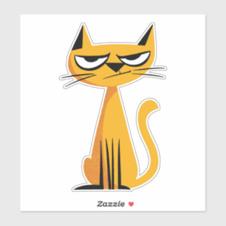 Grumpy Cartoon Cat Sticker