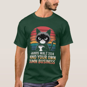 Grumpy Cat 2024 Retro Sunset T-Shirt   Harris Walz