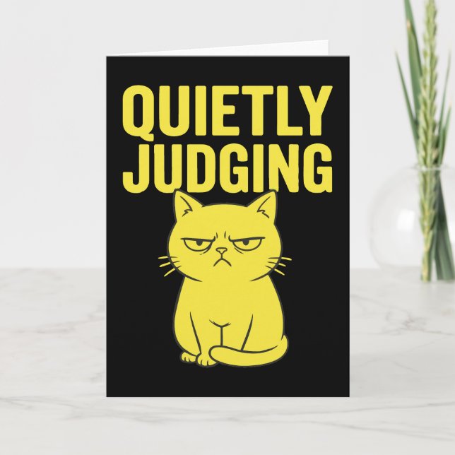 Grumpy Cat Attitude – Quietly Judging Funny Cat Card (Front)