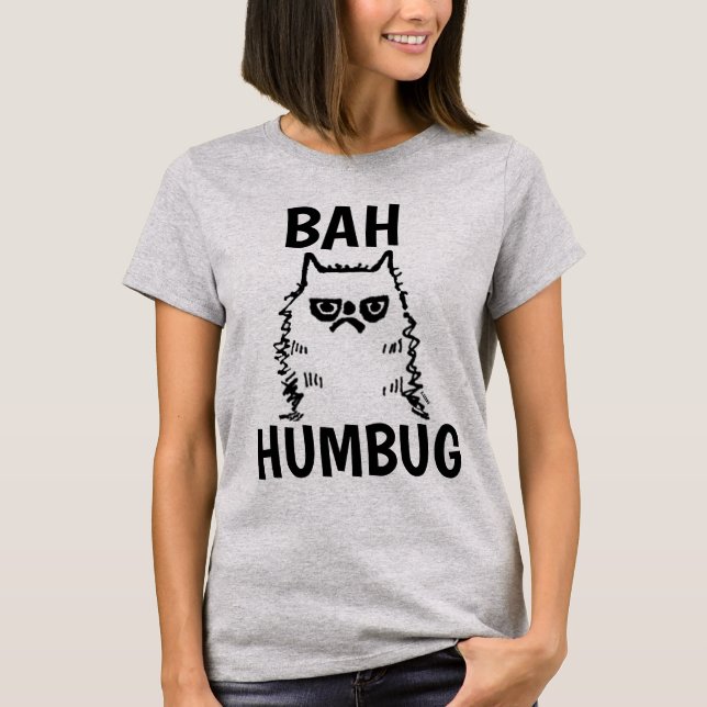 GRUMPY CAT BAH HUMBUG Funny Christmas T-shirts (Front)