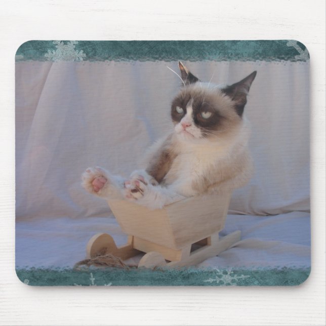 Grumpy Cat Blue Snowflake Mousepad (Front)