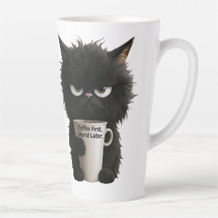Grumpy Cat Coffee Mood T-Shirt Funny Black Fluffy  Latte Mug
