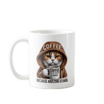 Grumpy Cat Coffee Mug - 'Adulting Is Hard' Sarcast