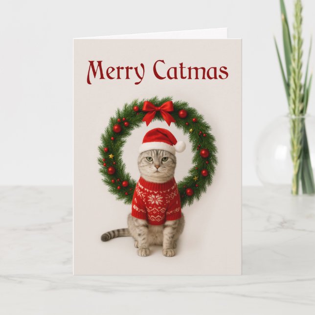 Grumpy Cat Folded Christmas Card (Front)